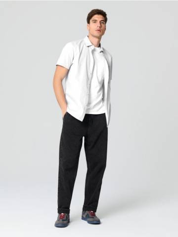 Сорочка зі змішаною тканиною з льоном - білий