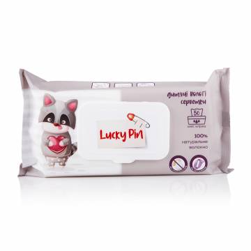 Детские влажные салфетки LuckyPin с клапаном, без аромата, 56 шт Детские влажные салфетки LuckyPin с клапаном, без аромата, 56 шт