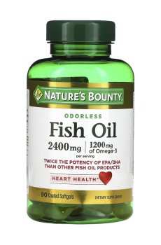 Рыбий жир Natures Bounty Odorless Fish Oil 2400 мг, 90 гелевых капсул