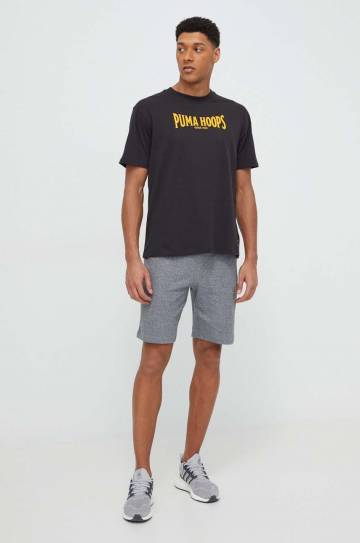 Хлопковая футболка Puma мужской цвет чёрный с принтом Хлопковая футболка Puma мужской цвет чёрный с принтом