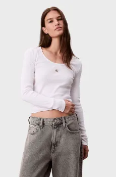 Женский белый лонгслив LABEL Белый M Calvin Klein Jeans LV047D218G
