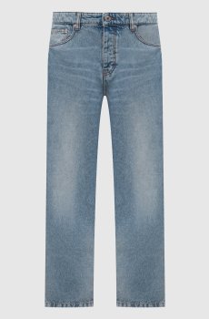 Голубые джинсы с эффектом потертости