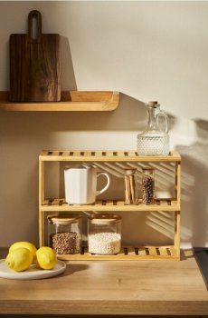 Трирівнева бамбукова полиця - бежевий