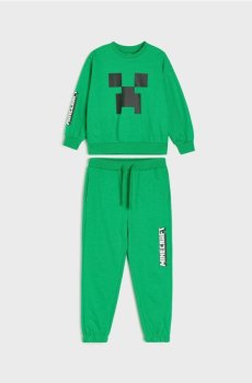 Бавовняний спортивний костюм Minecraft вільного крою: світшот і штани - зелений