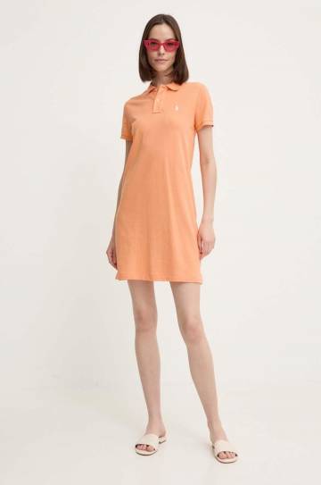 Хлопковое платье Polo Ralph Lauren цвет оранжевый mini прямое 211799490016 Хлопковое платье Polo Ralph Lauren цвет оранжевый mini прямое 211799490016