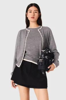 Женский серый шерстяной кардиган Серый 36 MAJE MFPCA00620_Grey