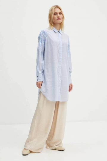 Хлопковое платье Bruuns Bazaar ArgeratumBBArdes shirt mini oversize BBW4095 Хлопковое платье Bruuns Bazaar ArgeratumBBArdes shirt mini oversize BBW4095