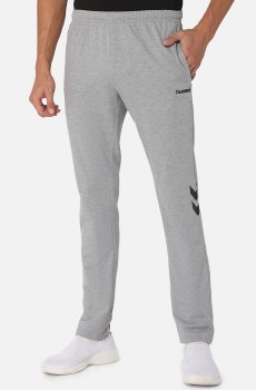 hummel Men Grey Solid Cotton Track Pants