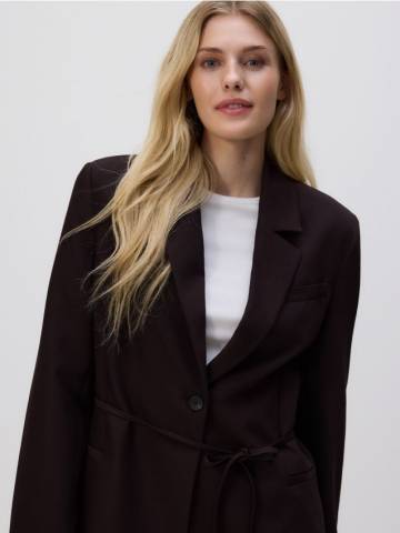 Reserved - Блейзер із зав’язкою - темно коричневий - 614HJ-89X