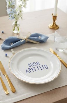 Керамічна тарілка з написом Buon Appetito - жовтий