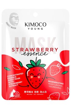 Восстанавливающая увлажняющая тканевая маска для лица Kimoco Young Concentrated Essence Sheet Mask, Strawberry, 25 мл