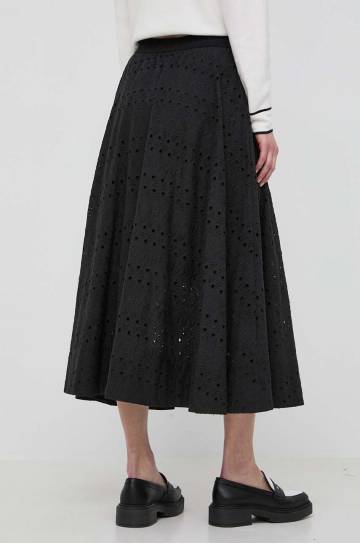 Хлопковая юбка Karl Lagerfeld цвет чёрный maxi расклешённая Хлопковая юбка Karl Lagerfeld цвет чёрный maxi расклешённая