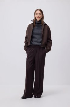 Reserved - Широкі штани з напуском - темно коричневий - 960BU-89M