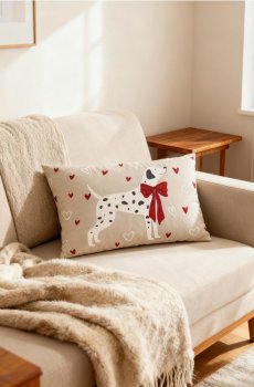 Декоративна подушка з мотивом собаки - бежевий