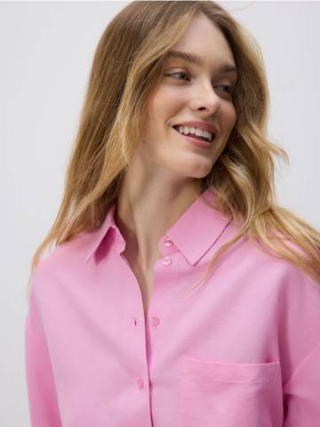Reserved - Сорочка з додаванням льону - рожевий - VL621-30X