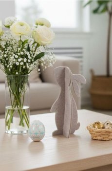 Великодня стояча декорація у формі зайця - бежевий