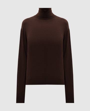 Коричневый гольф из шерсти, шелка и кашемира