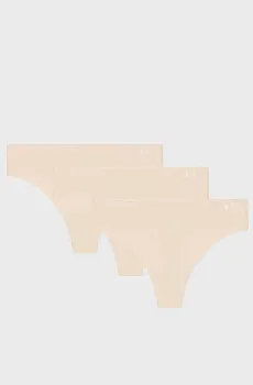 Женские бежевые трусики (3 шт) UA Pure Stretch NS THONG Бежевый XL Under Armour 1383893-500