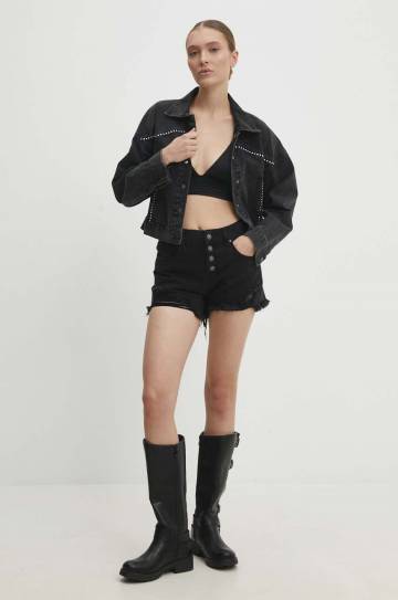 Джинсовая куртка Answear Lab женская цвет чёрный переходная oversize Джинсовая куртка Answear Lab женская цвет чёрный переходная oversize