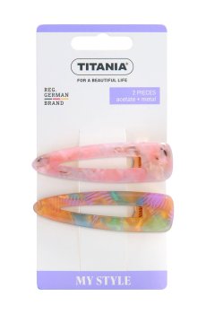 Заколка для волос Titania пастельно-розовая и светло-зеленая, 6.5 см, 2 шт (8247)