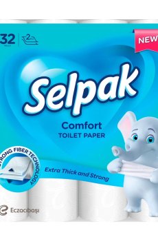 Туалетная бумага Selpak Comfort 2-слойная, белая, 150 отрывов, 32 рулона
