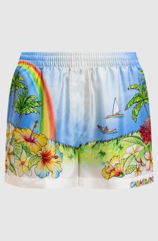 Голубые шорты Aloha из шелка