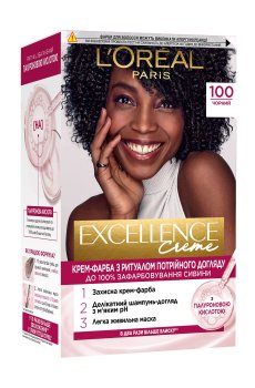 Крем-краска для волос LOreal Paris Excellence Creme с тройным уходом, 100 Черный, 192 мл