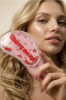 Щітка для волосся з принтом - блакитний