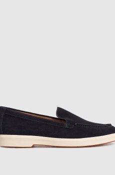 Синие замшевые лоферы с логотипом