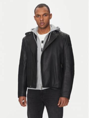 HUGO Шкіряна куртка Ludok 50530780 Чорний Regular Fit HUGO Шкіряна куртка Ludok 50530780 Чорний Regular Fit