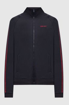 Синяя утепленная спортивная куртка с логотипом