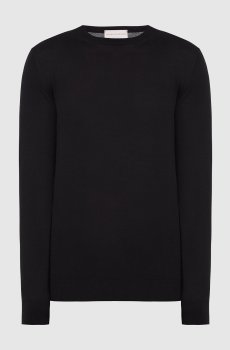Черный джемпер из шерсти, шелка и кашемира