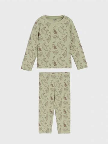 Піжама з рубчастого трикотажу - блідо-зелений