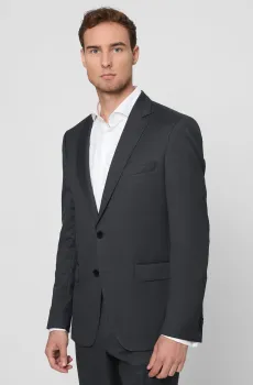 Мужской серый шерстяной пиджак Серый 52 BOSS 50469171;021