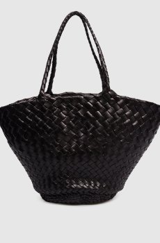 Черная кожаная плетеная сумка-тоут Egola