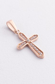 Золотой крестик с фианитами п04020