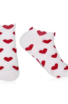 Носки женские AmiGA укороченные, сердца, белые, размер 23-25