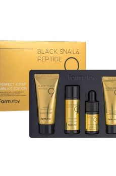 Набор для ухода за лицом Farmstay Black Snail & Peptide9 Perfect 4 Step Mini Kit Edition, 4 предмета