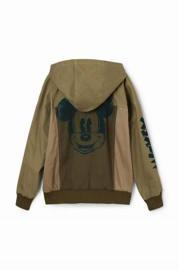 Детская кофта Desigual цвет зелёный с капюшоном с принтом