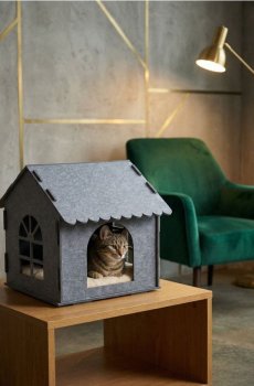 Повстяний будиночок для тварин - темно-сірий