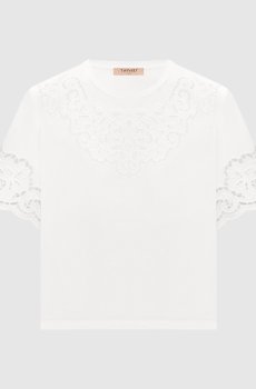 Белая футболка с вышивкой ришелье