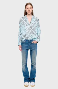 Женская голубая блуза с узором Tink Голубой XS ZADIG&VOLTAIRE WWSH02325_BLEU OXFORD