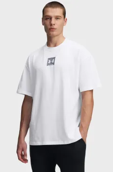 Мужская белая футболка UA M HW OS SM BOX SS Белый XL Under Armour 1386803-101