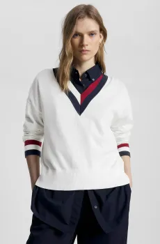 Женский белый пуловер GS CO V-NK Белый S Tommy Hilfiger WW0WW39006