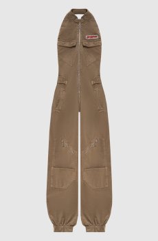 Комбинезон-карго цвета хаки с открытой спиной