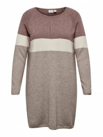 ONLY Carmakoma Трикотажна сукня 15183362 Бежевий Regular Fit ONLY Carmakoma Трикотажна сукня 15183362 Бежевий Regular Fit