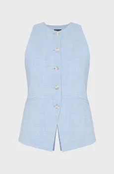 Женский голубой шерстяной жилет Голубой 34 BOSS 50554964;462