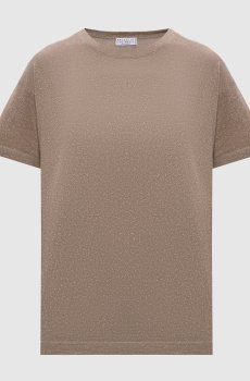 Коричневая футболка с кашемиром и шелком