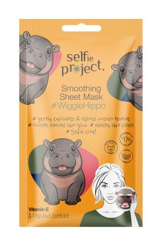 Разглаживающая тканевая маска для лица Selfie Project Smoothing Sheet Mask Wiggle Hippo, 1 шт