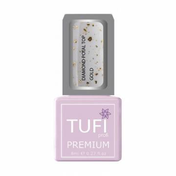 Топ для гель-лака Tufi Profi Premium Diamond Potal Top с поталью и шиммером, Золото, 8 мл Топ для гель-лака Tufi Profi Premium Diamond Potal Top с поталью и шиммером, Золото, 8 мл